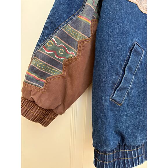 VTG 90’s At Ease Medium Oversize Denim Southwest Design Women’s Jacket - Picture 4 of 11